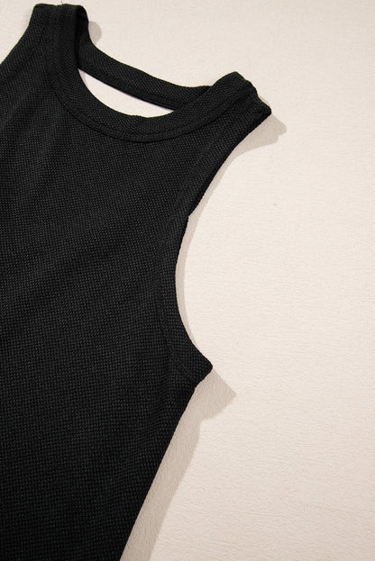 Black Crisscross Cut-out Back Knit Sleeveless Dress 