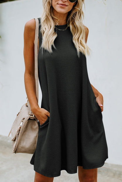 Black Crisscross Cut-out Back Knit Sleeveless Dress 