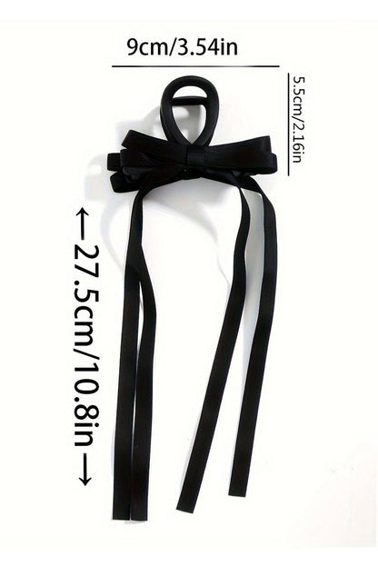 Black Elegant Ribbon Long Tail BowKnot Clip - Vesteeto