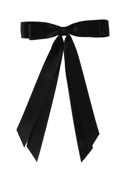 Black Elegant Terylene Double Bow Hair Clip - Vesteeto