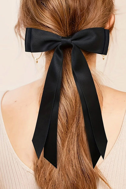 Black Elegant Terylene Double Bow Hair Clip - Vesteeto