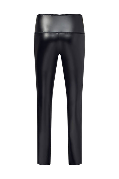 Black Faux Leather Casual High Waisted Leggings - Vesteeto