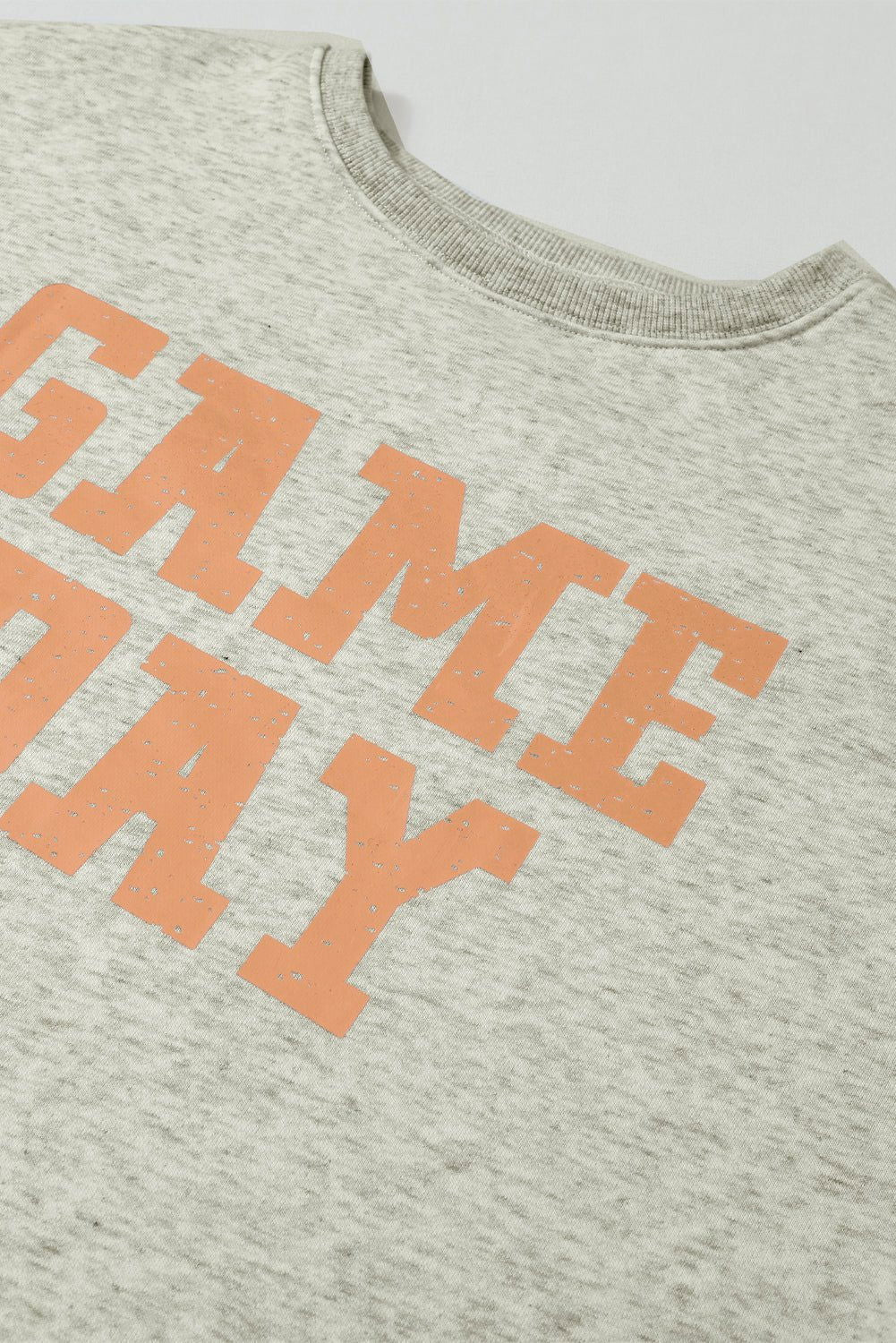 Black Lettering Game Day Print Star Sleeve Sweatshirt - Vesteeto