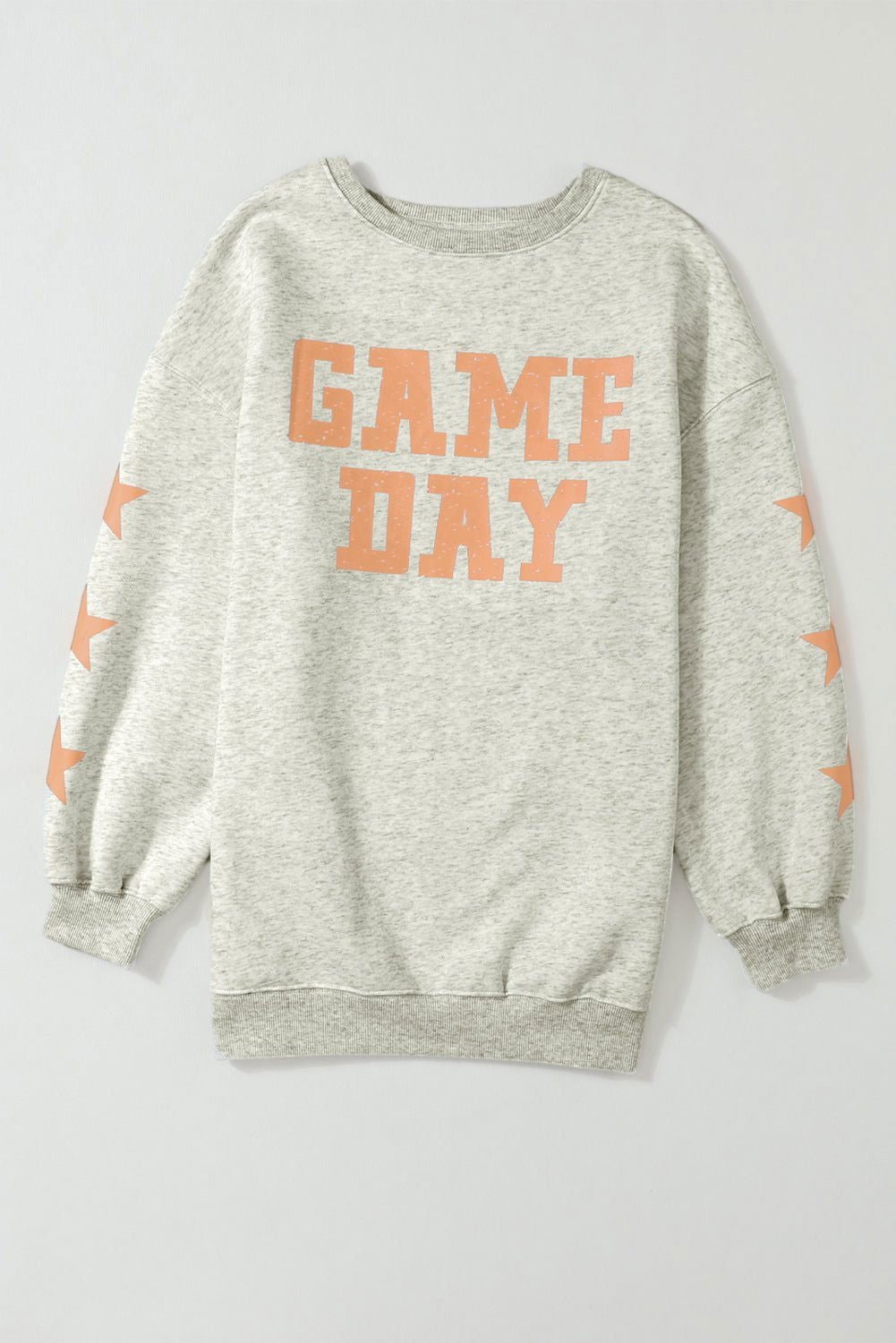 Black Lettering Game Day Print Star Sleeve Sweatshirt - Vesteeto