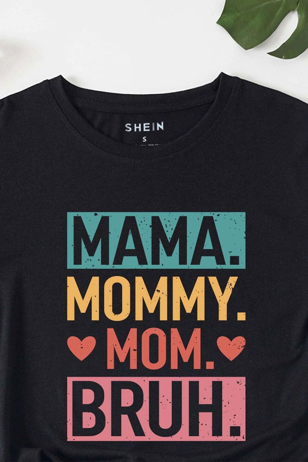 Black MAMA MOMMY MOM BRUH Letter Graphic Tee - Vesteeto