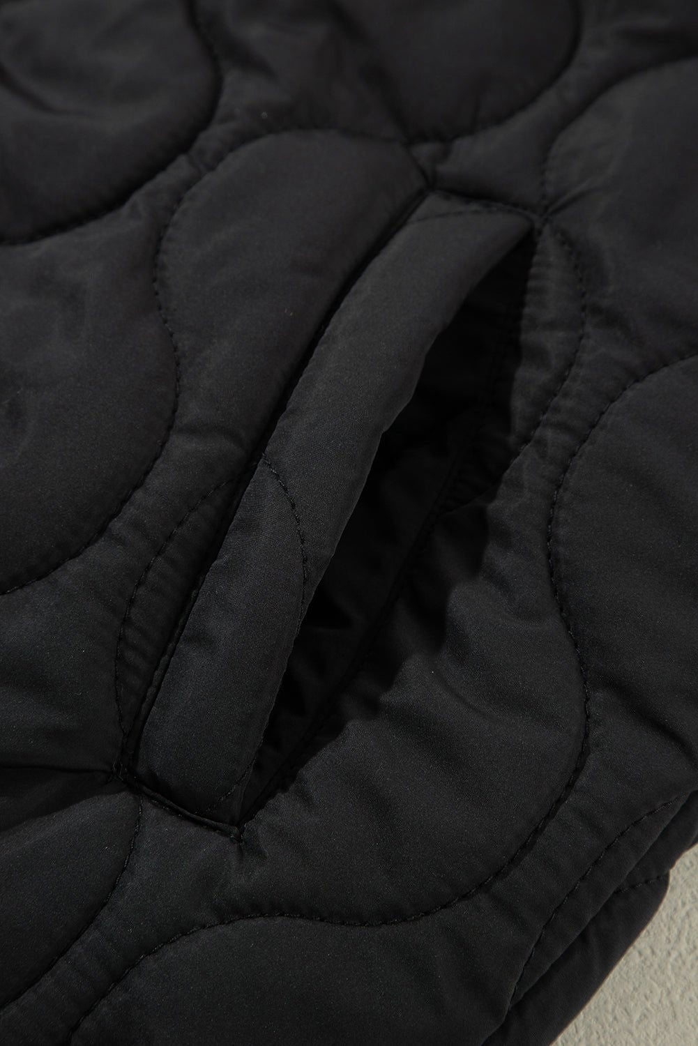 Black Quilted Drawstring Hooded Zip Up Puffer Vest - Vesteeto