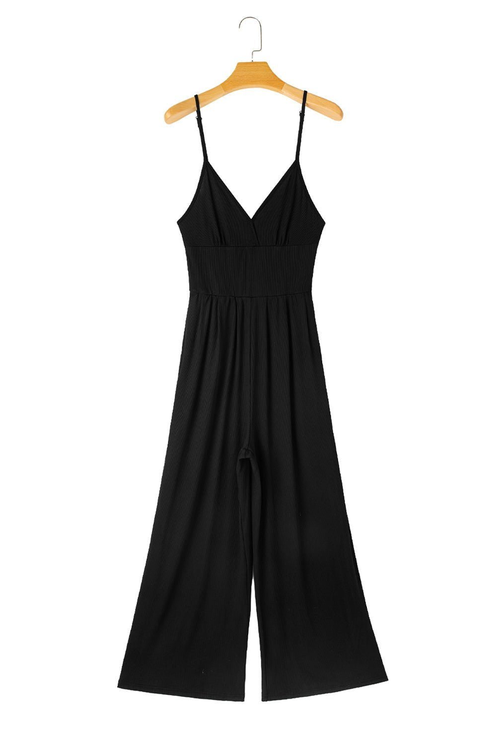 Black Sexy Cami V Neck High Waist Wide Leg Jumpsuit - Vesteeto