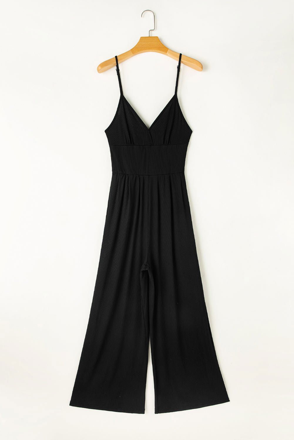 Black Sexy Cami V Neck High Waist Wide Leg Jumpsuit - Vesteeto