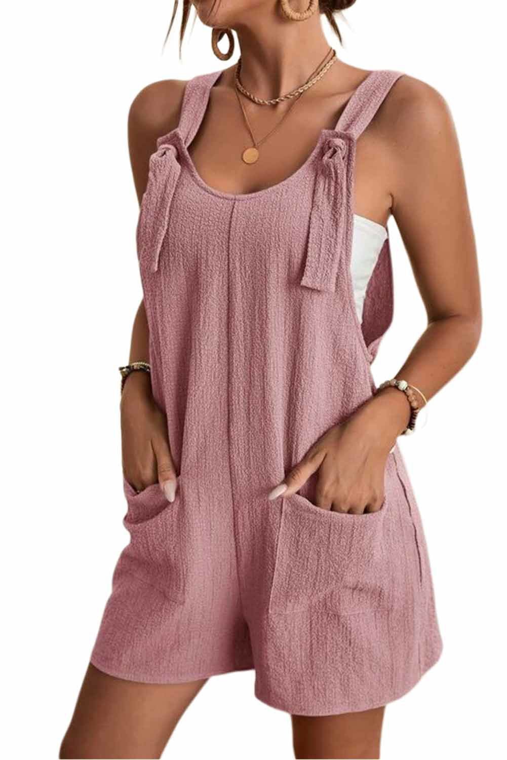 Black Shoulder Strap Pocket Textured Romper - Vesteeto