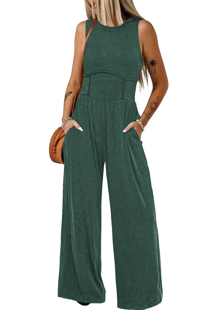 Black Sleeveless High Waist Wide Leg Jumpsuit 