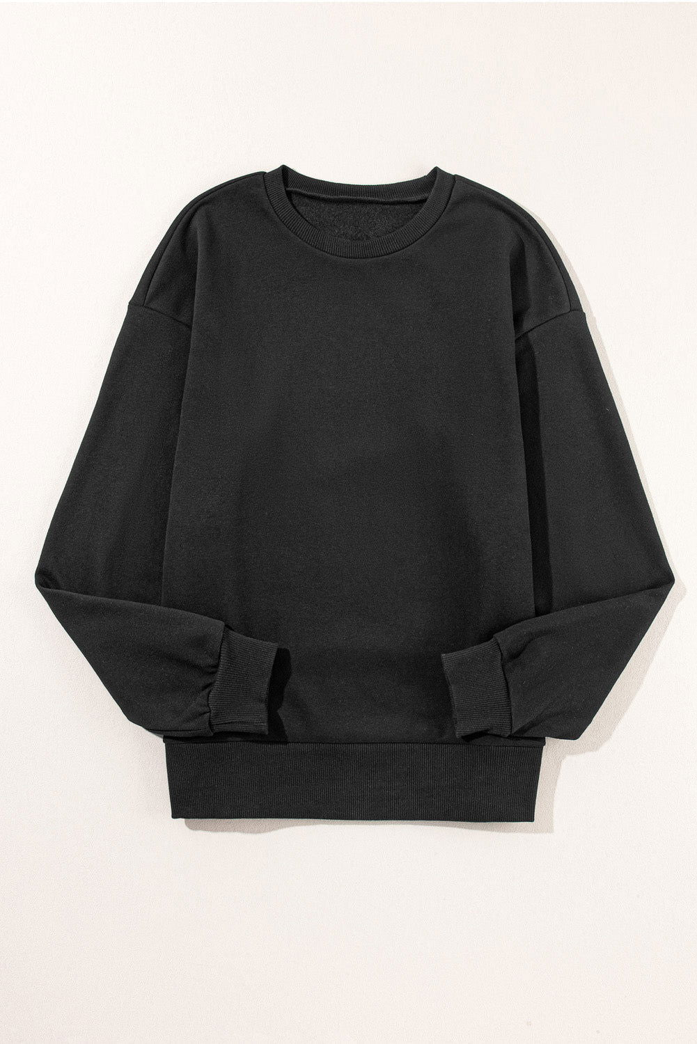 Black Snap Button Side Slits Solid Color Sweatshirt - Vesteeto