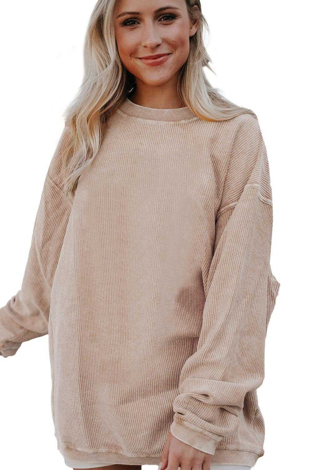 Orange Thanksgiving Thankful Casual Ribbed Corded Sweatshirt 