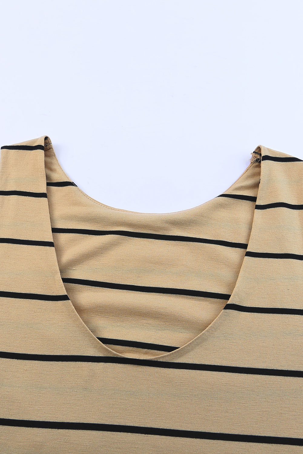 Khaki Striped Backless Casual Side Slits Maxi Dress 