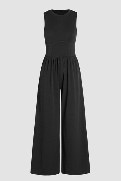 Black Sleeveless High Waist Wide Leg Jumpsuit 