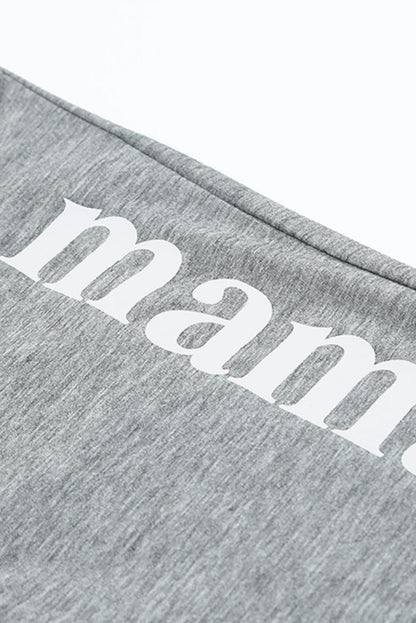 Grey Mama Letter Print Drawstring High Waisted Jogger Pants - Vesteeto
