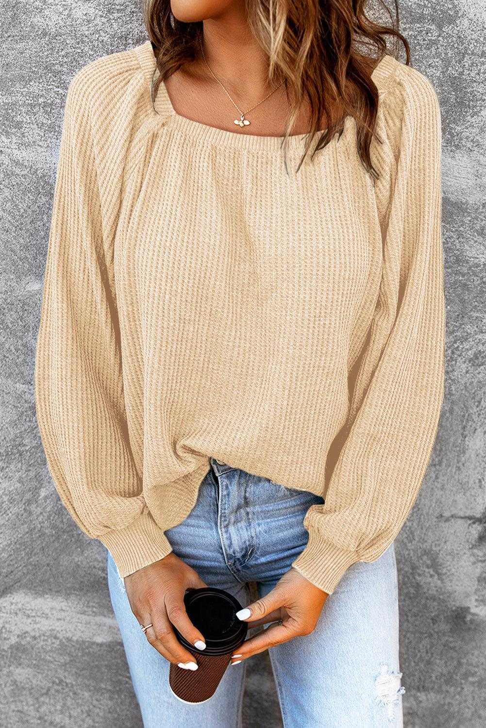 Waffle Square Neck Top 