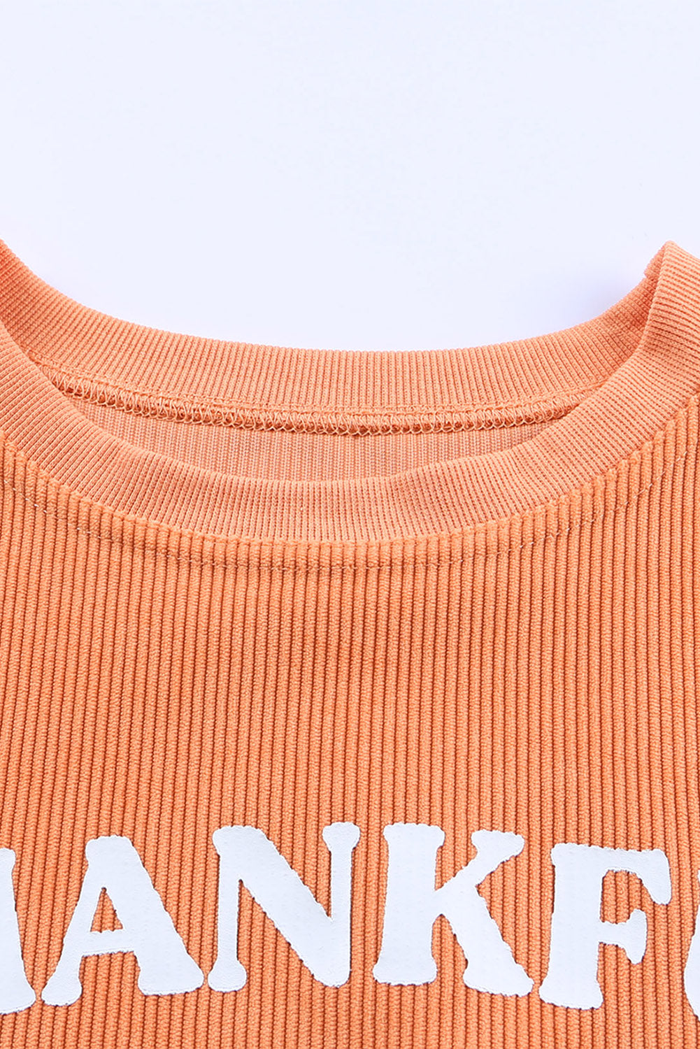 Orange Plain Drop Sleeve Crinkle Rib Oversized Sweatshirt 