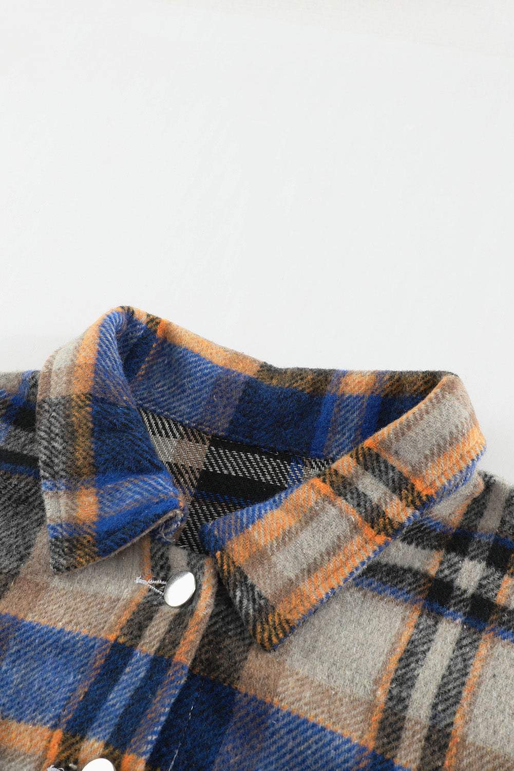 Brown Plaid Button Up Long Sleeve Flannel Shacket 