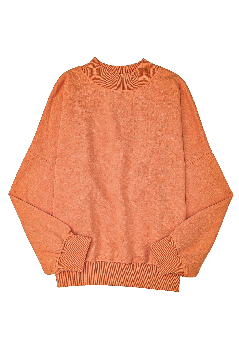 Brown Plain Drop Shoulder Crew Neck Pullover Sweatshirt 