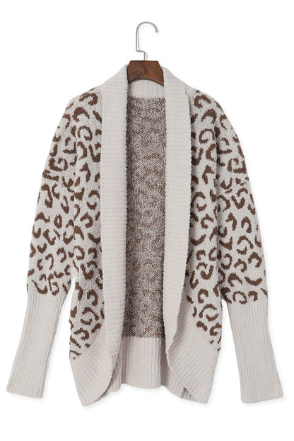 Fuzzy Leopard Collar Cardigan - Vesteeto