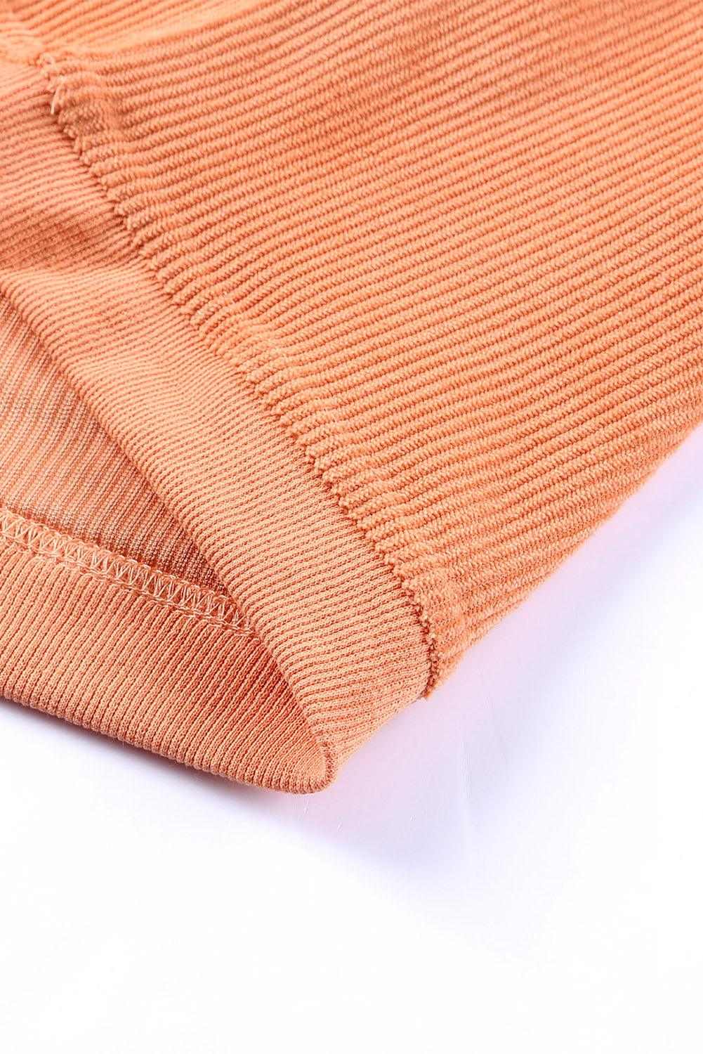 Orange Thanksgiving Thankful Casual Ribbed Corded Sweatshirt 