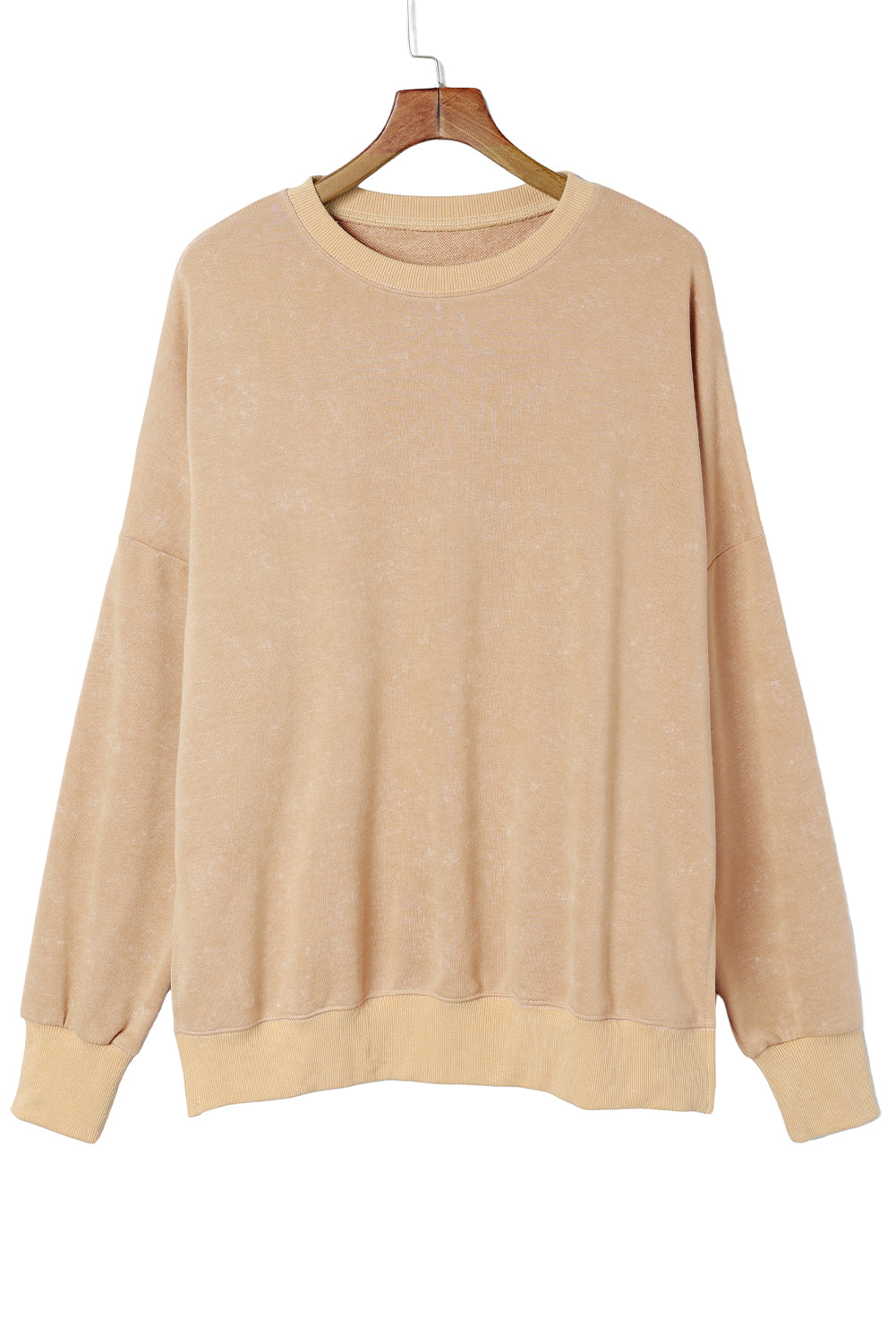 Pink Plain Drop Shoulder Ribbed Trim Oversized Sweatshirt 