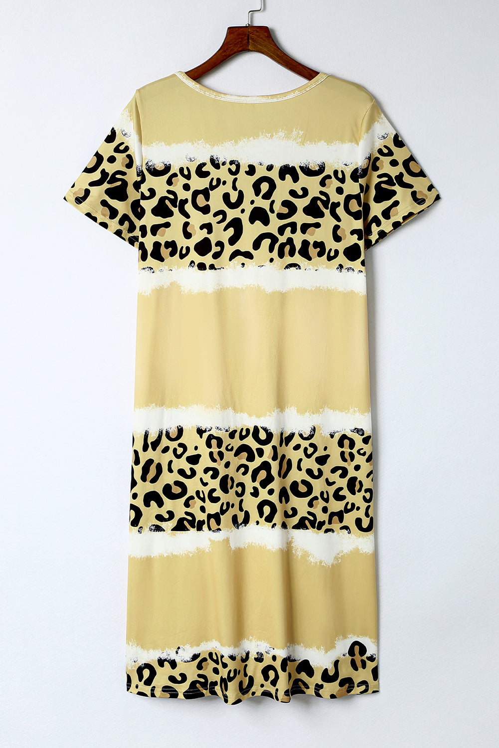 Rose Leopard Tie Dye Color Block V-Neck T-Shirt Dress