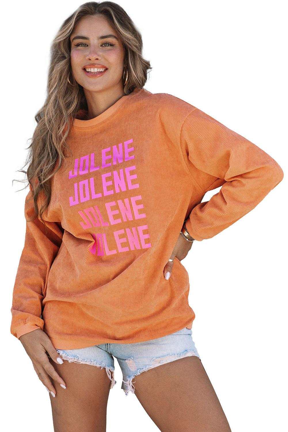 Orange Thanksgiving Thankful Casual Ribbed Corded Sweatshirt 