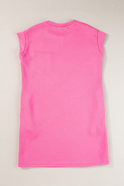 Sachet Pink Plain Textured Pocketed Mini Dress 