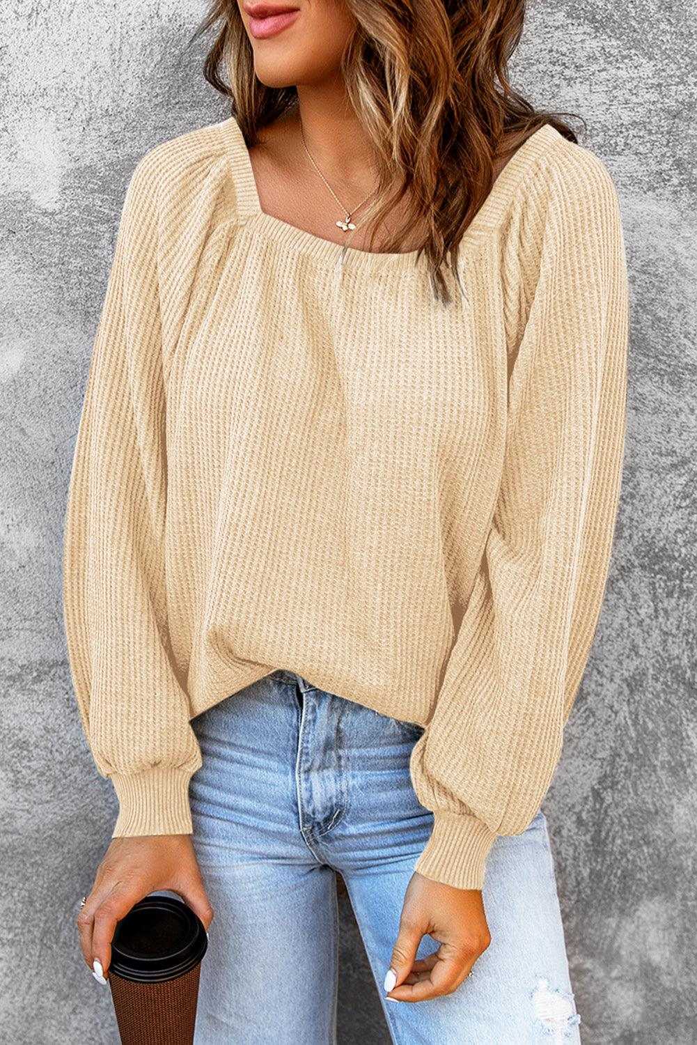 Waffle Square Neck Top 