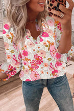 white boho top floral print top ruffle 