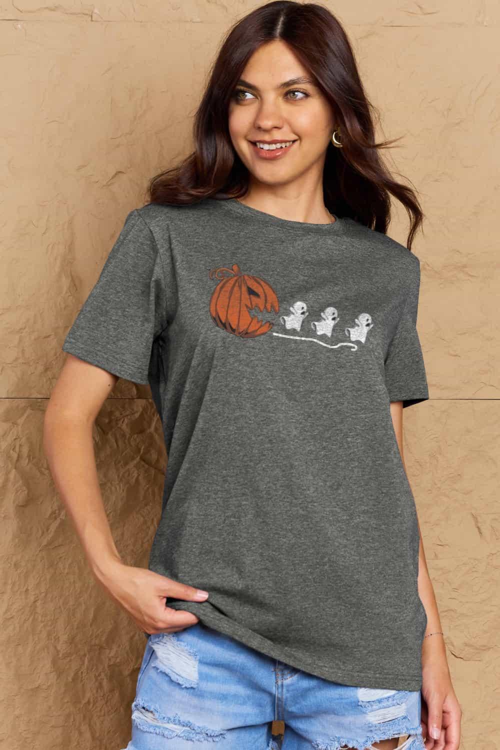 Simply Love Full Size Jack-O'-Lantern Graphic Cotton T-Shirt - Vesteeto