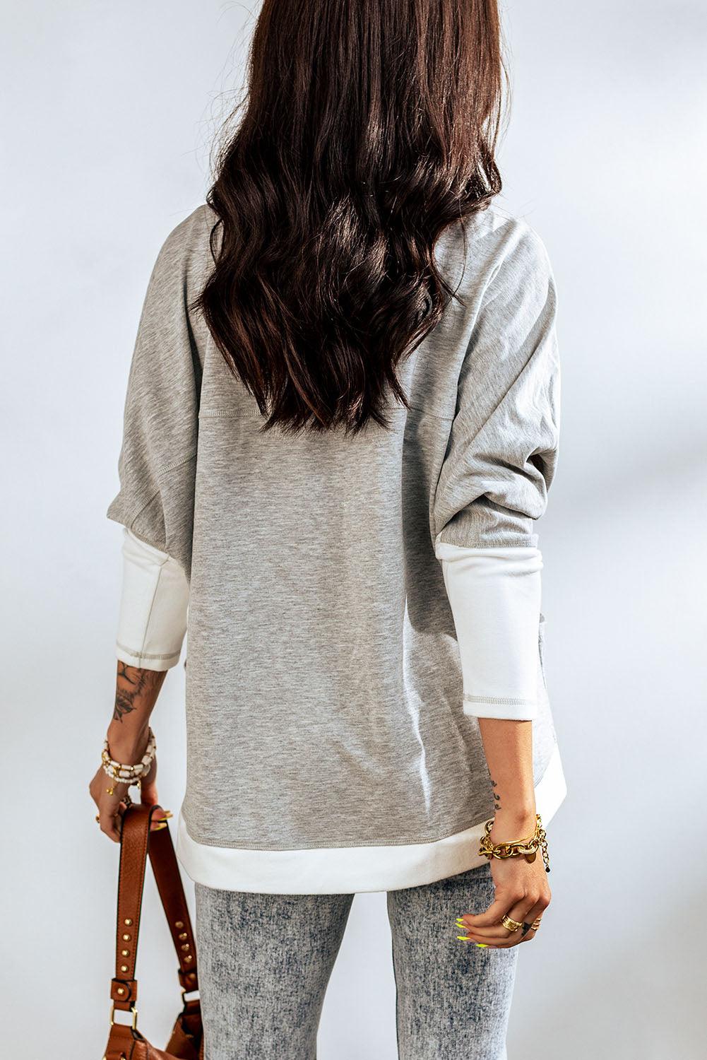 Contrast Open Front Cardigan with Pockets - Vesteeto