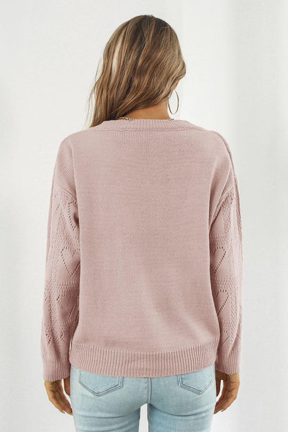 V-Neck Drop Shoulder Sweater - Vesteeto