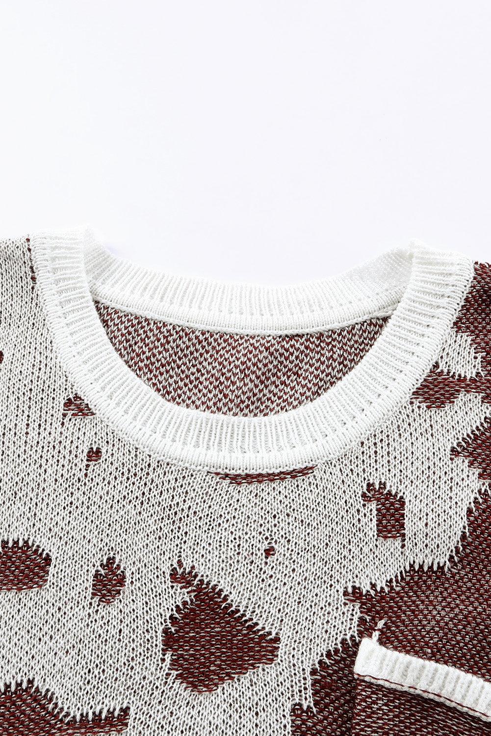 Contrast Round Neck Drop Shoulder Sweater - Vesteeto