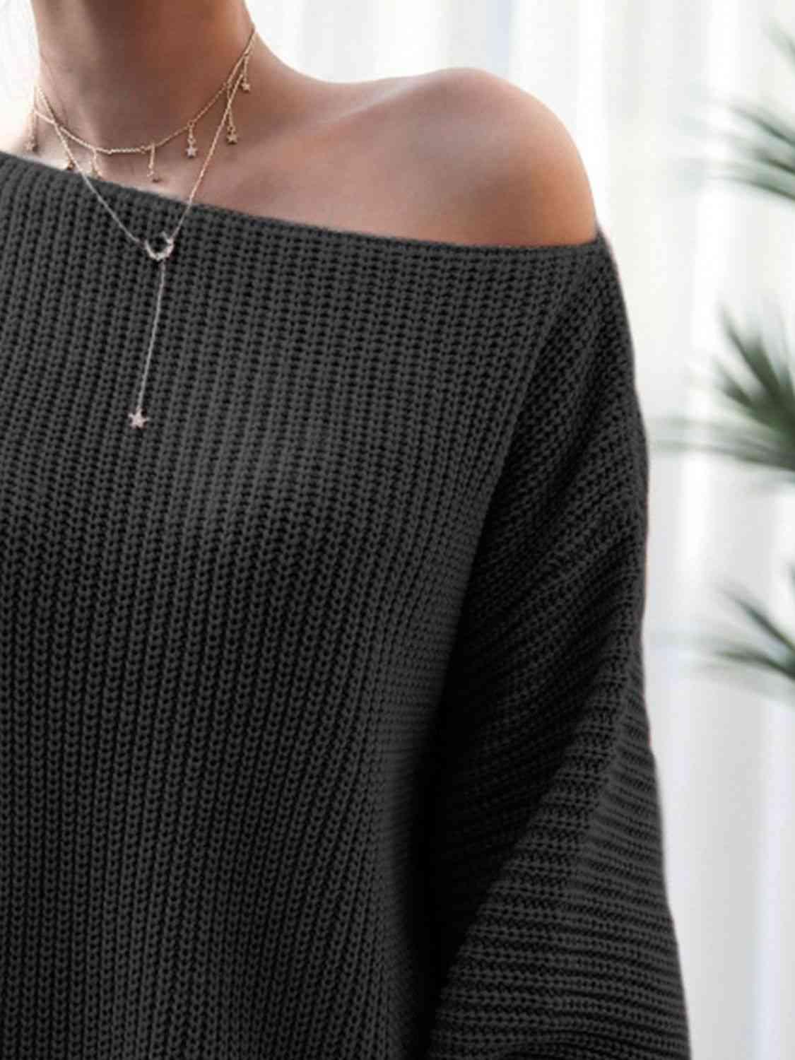 Rib-Knit Mini Sweater Dress - Vesteeto