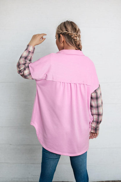 Dropped Shoulder Plaid Print Collared Neck Shirt - Vesteeto