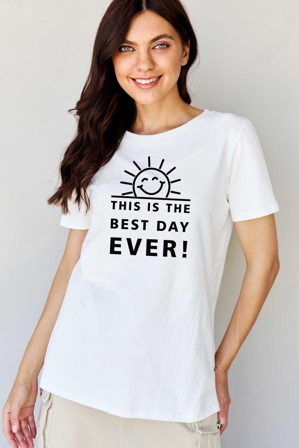 Simply Love Full Size THIS IS THE BEST DAY EVER! Graphic Cotton T-Shirt - Vesteeto