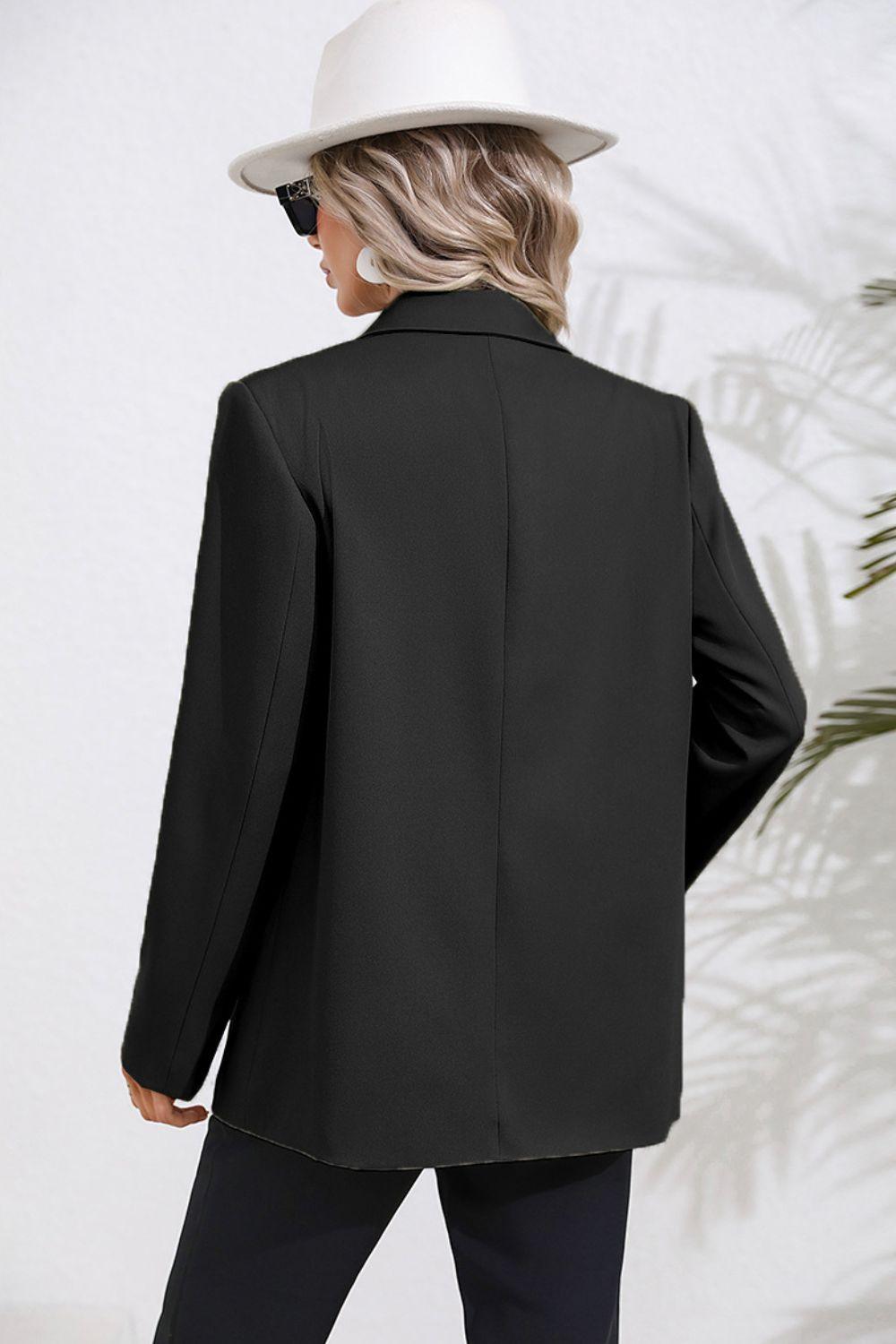 Lapel Collar Long Sleeve Blazer - Vesteeto