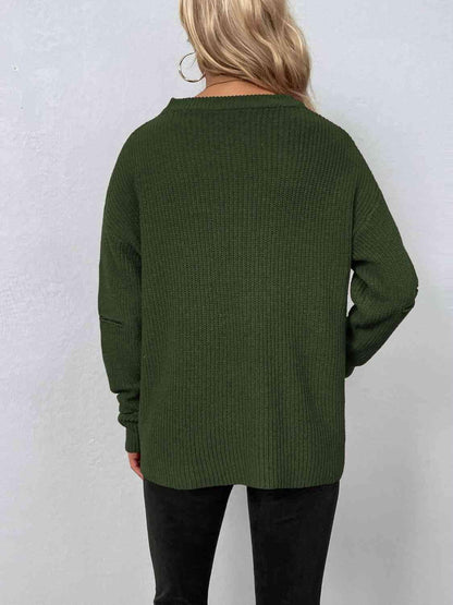 Cutout Zip Detail Sweater - Vesteeto