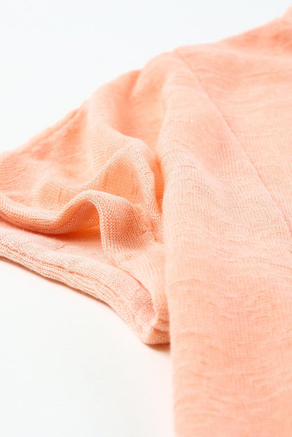 Round Neck Short Sleeve Sheer Cover-Up - Vesteeto