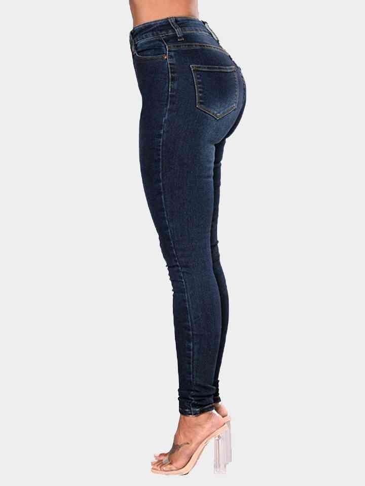 Full Size Buttoned Long Jeans - Vesteeto