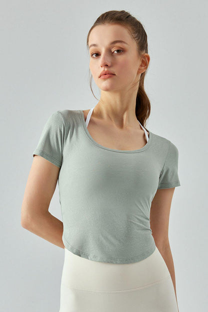 Round Neck Short Sleeve Sports T-Shirt - Vesteeto
