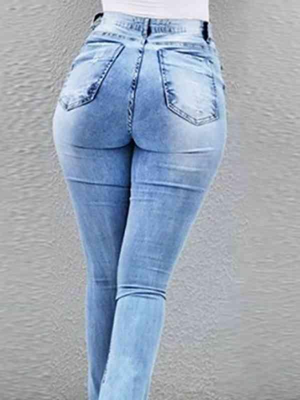 Buttoned Slit Jeans - Vesteeto