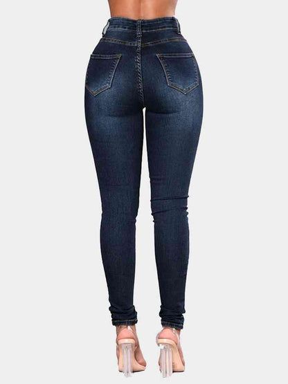 Full Size Buttoned Long Jeans - Vesteeto