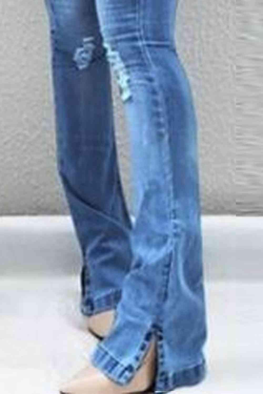 Buttoned Slit Jeans - Vesteeto