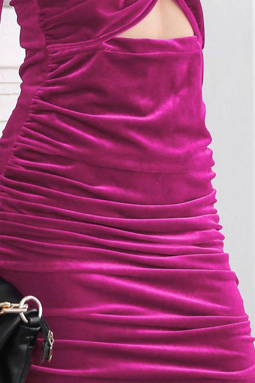 Twist Front Cutout Long Sleeve Dress - Vesteeto