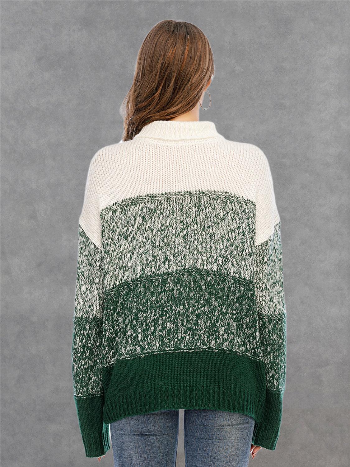 Color Block Turtleneck Sweater - Vesteeto
