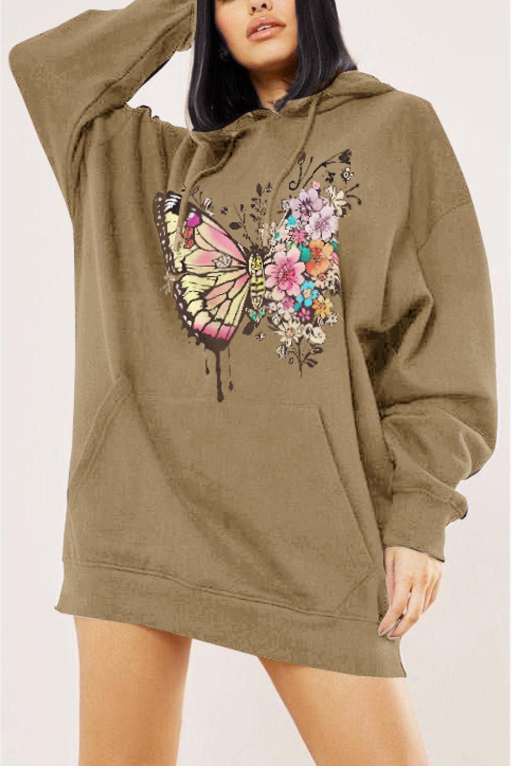Simply Love Simply Love Full Size Butterfly Graphic Dropped Shoulder Hoodie - Vesteeto