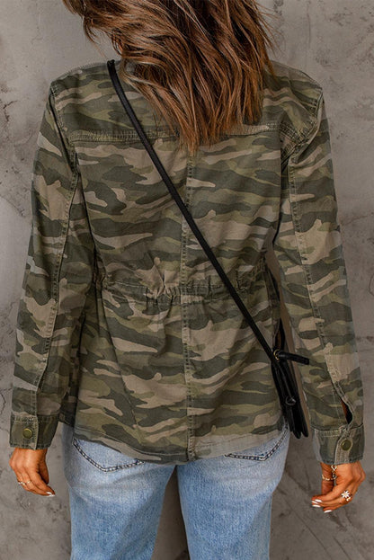 Double Take Camouflage Snap Down Jacket - Vesteeto